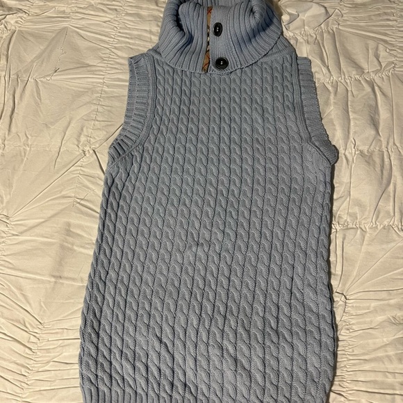 Burberry Sweaters - Burberry Light Blue Cable Knit Turtleneck Sweater